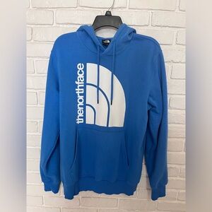 The North Face Blue and White Hooded Sweatshirt Sz M